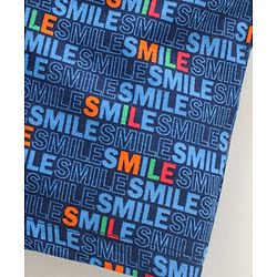 Babyhug Cotton Knit Knee Length Shorts Text Print - Blue