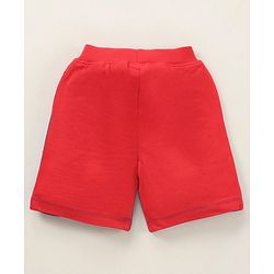 Babyhug Cotton Knit Knee Length Shorts Colour Block & Text Print - Red Navy Blue
