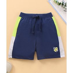 Babyhug Cotton Knit Knee Length Shorts Team Logo Print - Blue
