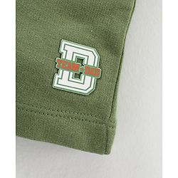 Babyhug Cotton Knit Knee Length Shorts Text Patch - Olive Green