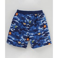 Babyhug Cotton Knit Knee Length Shorts Camo & Animal Print - Blue
