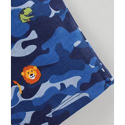 Babyhug Cotton Knit Knee Length Shorts Camo & Animal Print - Blue