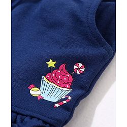 Babyhug Cotton Knit   Mid Thigh Length Shorts Ice Cream Print - Navy Blue