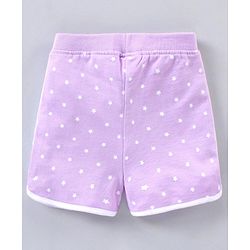 Babyhug Cotton Knit Mid Thigh Length Shorts Star Pattern - Lavender