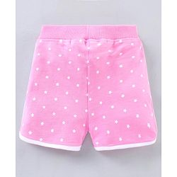 Babyhug Cotton Knit Mid Thigh Length Shorts Star Pattern - Pink