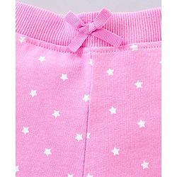 Babyhug Cotton Knit Mid Thigh Length Shorts Star Pattern - Pink