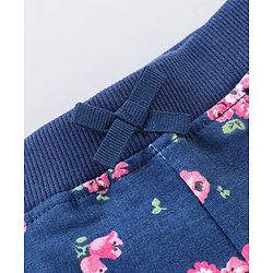 Babyhug Cotton Knit Mid Thigh Length Shorts Floral Print - Blue