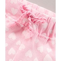 Babyhug Cotton Knit Mid-Thigh Length Shorts Heart Printed - Pink