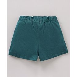 Babyhug Cotton Knit Mid Thigh Length Shorts Fox Print - Green