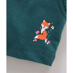 Babyhug Cotton Knit Mid Thigh Length Shorts Fox Print - Green