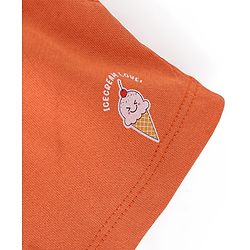 Babyhug Mid Thigh Length Cotton Knit Shorts with Ice Cream Print - Orange