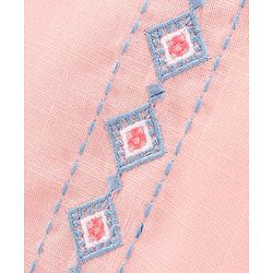 Babyhug Full Sleeves Slub Rayon Woven Top with Argyle Embroidery- Peach