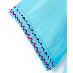 Babyhug Three Fourth Sleeves 100% Cotton Top with Abstract Embroidery - Sky Blue