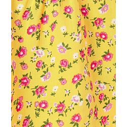 Babyhug Half Sleeves Rayon Woven Floral Print Top with Frill Detailing - Mustard Yellow