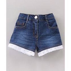 Babyhug Sleeveless Cotton Woven to Denim Top and Bottom Wear Set Checkered Flower Applique - Pink Blue