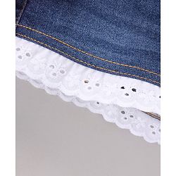 Babyhug Sleeveless Cotton Woven to Denim Top and Bottom Wear Set Checkered Flower Applique - Pink Blue