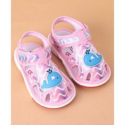 Cute Walk by Babyhug Velcro Closure Sandals Whale Patch - Pink