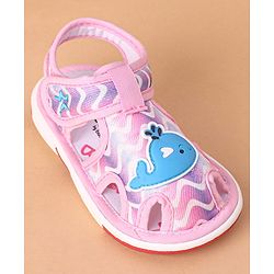 Cute Walk by Babyhug Velcro Closure Sandals Whale Patch - Pink