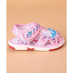 Cute Walk by Babyhug Velcro Closure Sandals Whale Patch - Pink