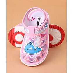 Cute Walk by Babyhug Velcro Closure Sandals Whale Patch - Pink