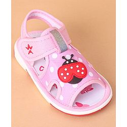Cute Walk by Babyhug Velcro Closure Sandals Bee Patch - Pink