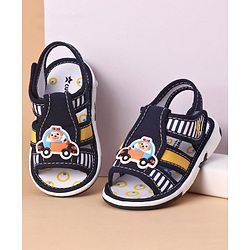 Cute Walk by Babyhug Velcro Closure Sandals Car Applique Blue Yellow (Stripes Colour MayVary)