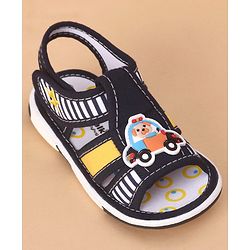 Cute Walk by Babyhug Velcro Closure Sandals Car Applique Blue Yellow (Stripes Colour MayVary)