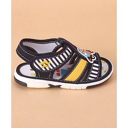Cute Walk by Babyhug Velcro Closure Sandals Car Applique Blue Yellow (Stripes Colour MayVary)