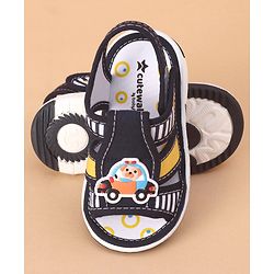Cute Walk by Babyhug Velcro Closure Sandals Car Applique Blue Yellow (Stripes Colour MayVary)