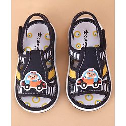 Cute Walk by Babyhug Velcro Closure Sandals Car Applique Blue Yellow (Stripes Colour MayVary)