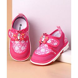 Cute Walk by Babyhug Casual Shoes With Velcro Closure Butterfly Patch- Fuchsia