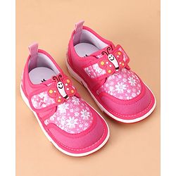 Cute Walk by Babyhug Casual Shoes With Velcro Closure Butterfly Patch- Fuchsia