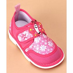 Cute Walk by Babyhug Casual Shoes With Velcro Closure Butterfly Patch- Fuchsia