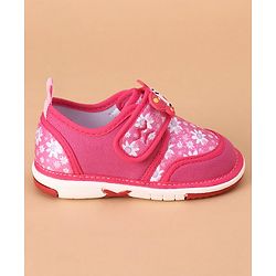 Cute Walk by Babyhug Casual Shoes With Velcro Closure Butterfly Patch- Fuchsia