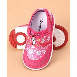 Cute Walk by Babyhug Casual Shoes With Velcro Closure Butterfly Patch- Fuchsia