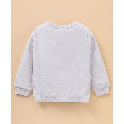 Babyhug Full Sleeves Cotton Sweatshirt With Graphics Love Embroidery- Grey
