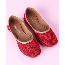 Cute Walk by Babyhug Slip On Embroidered Mojaris - Red