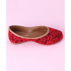 Cute Walk by Babyhug Slip On Embroidered Mojaris - Red