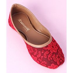 Cute Walk by Babyhug Slip On Embroidered Mojaris - Red