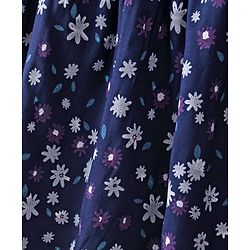 Babyhug 100% Rayon Short Cap Sleeves Floral Print Yarndyed Frock with Bow Applique - Navy Blue