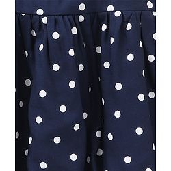 Babyhug Rayon Cap Sleeves Polka Dots Printed Woven Frock With Bow Applique - Navy Blue