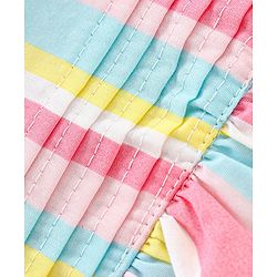 Babyhug 100% Cotton Woven Frill Sleeves Striped Frock with Waist Belt - Multicolour