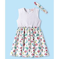 Babyhug 100% Cotton Sleevelees Shine Print Frock - Pink