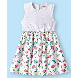 Babyhug 100% Cotton Sleevelees Shine Print Frock - Pink