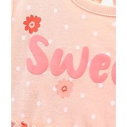 Babyhug 100%Cotton Cap Sleeves Frock With Bloomer Fruits Print - Light Pink