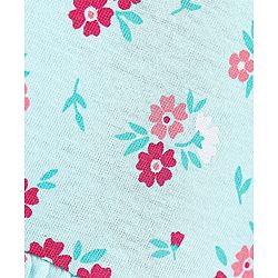 Babyhug 100% Cotton Knit Sleeveless Frock Floral Print - Blue