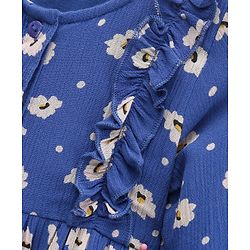 Babyhug Full Sleeves Woven Frock Floral Print - Blue
