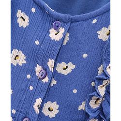 Babyhug Full Sleeves Woven Frock Floral Print - Blue