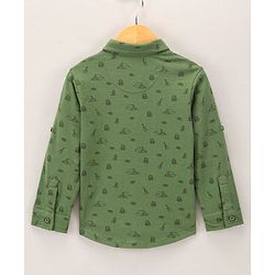 Babyhug Full Sleeves Knitted Shirt Printed - Olive