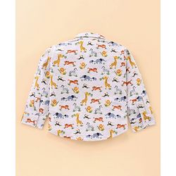 Babyhug Cotton Knit Full Sleeves Shirt Animal Print - White